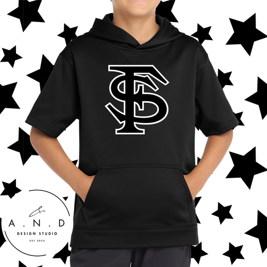 Fighting Squirrels- Fleece Short Sleeve Hooded Pullover