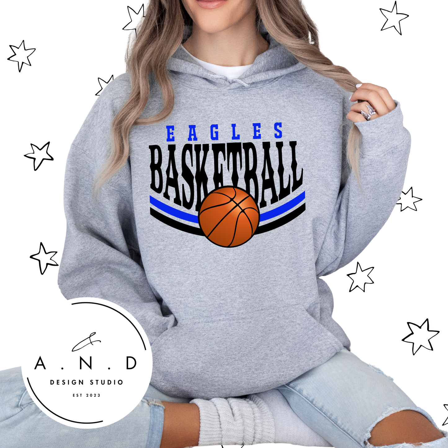 Eagles Basketball- blue/black ball