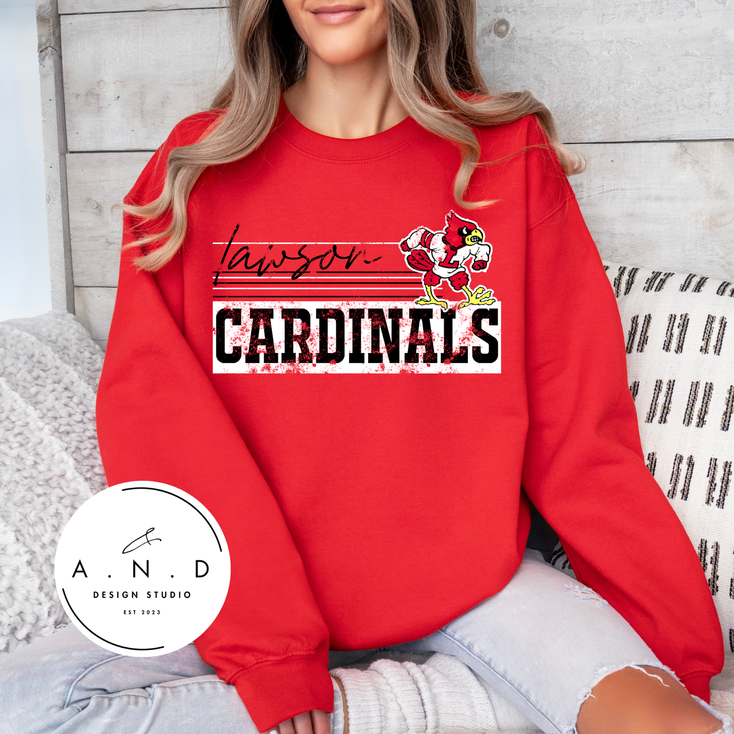 Lawson Cardinals Block Distressed