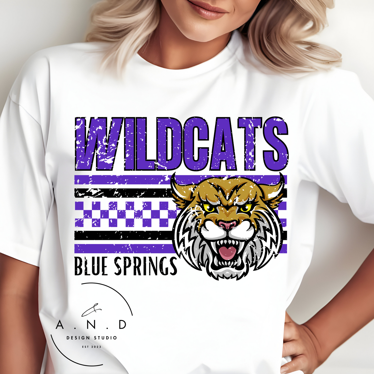 Wildcats Checkered Distressed