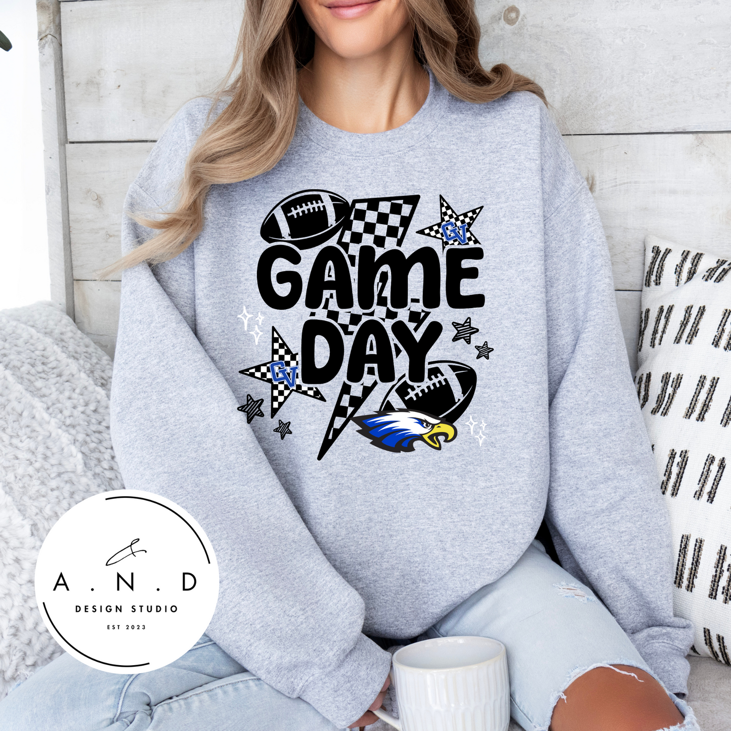 Game Day Eagles Football- lightening bolt