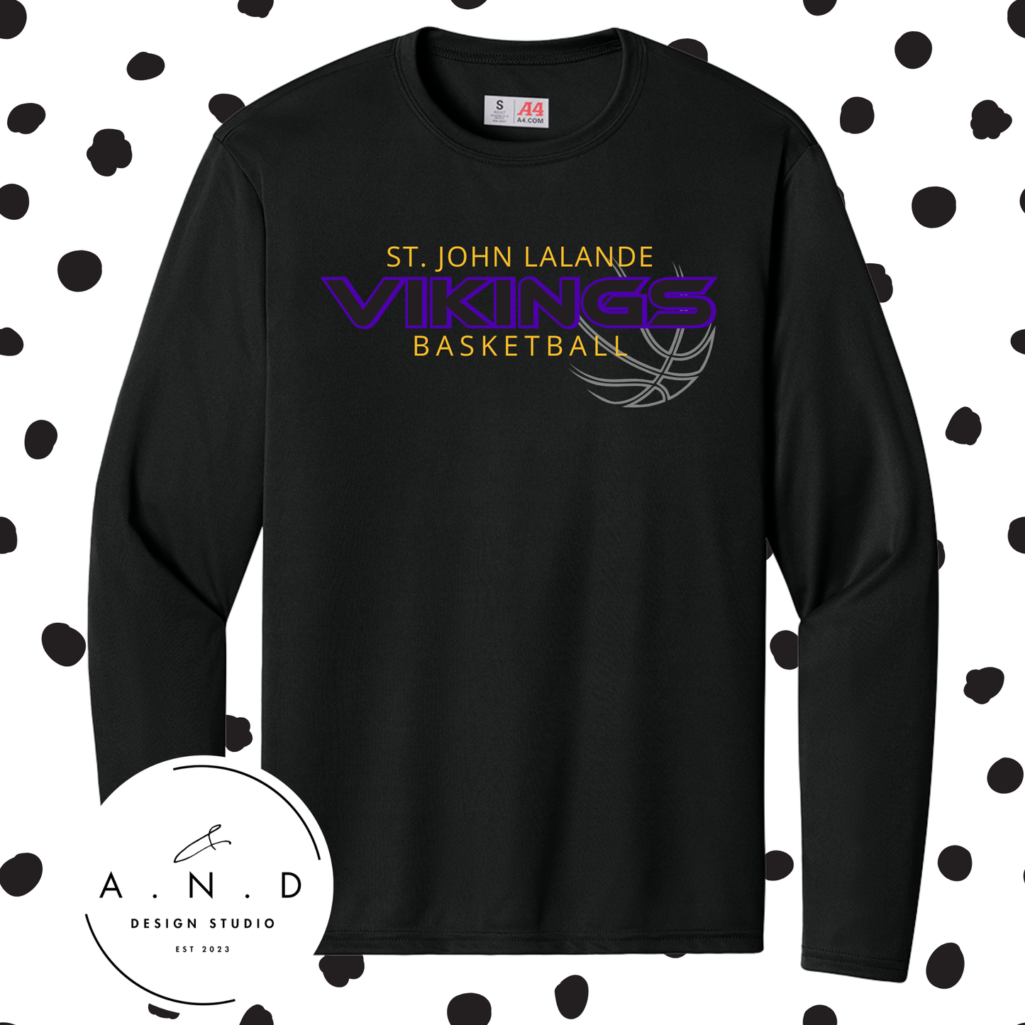 St John Lalande Vikings Basketball- performance long sleeve