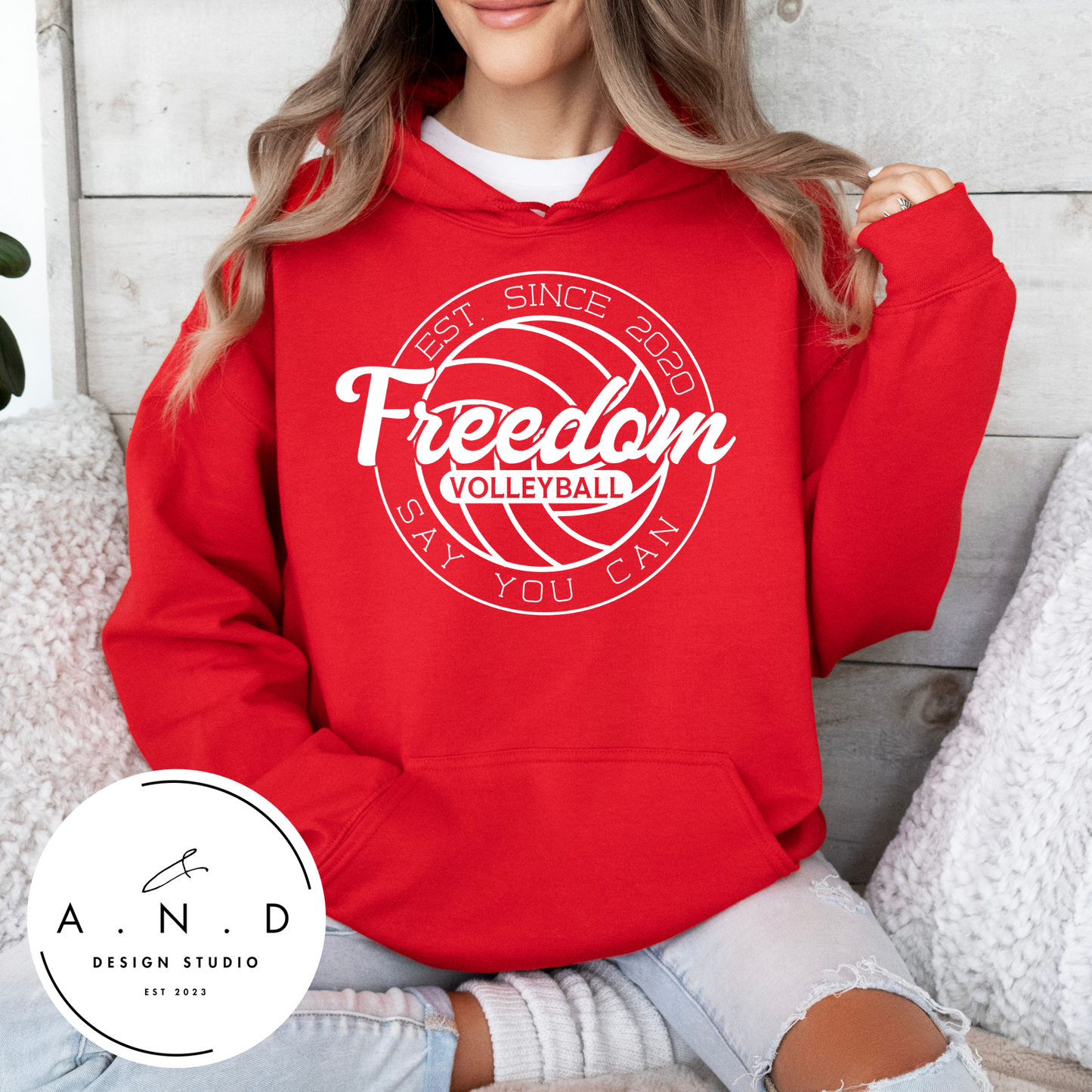 Freedom Volleyball Logo White