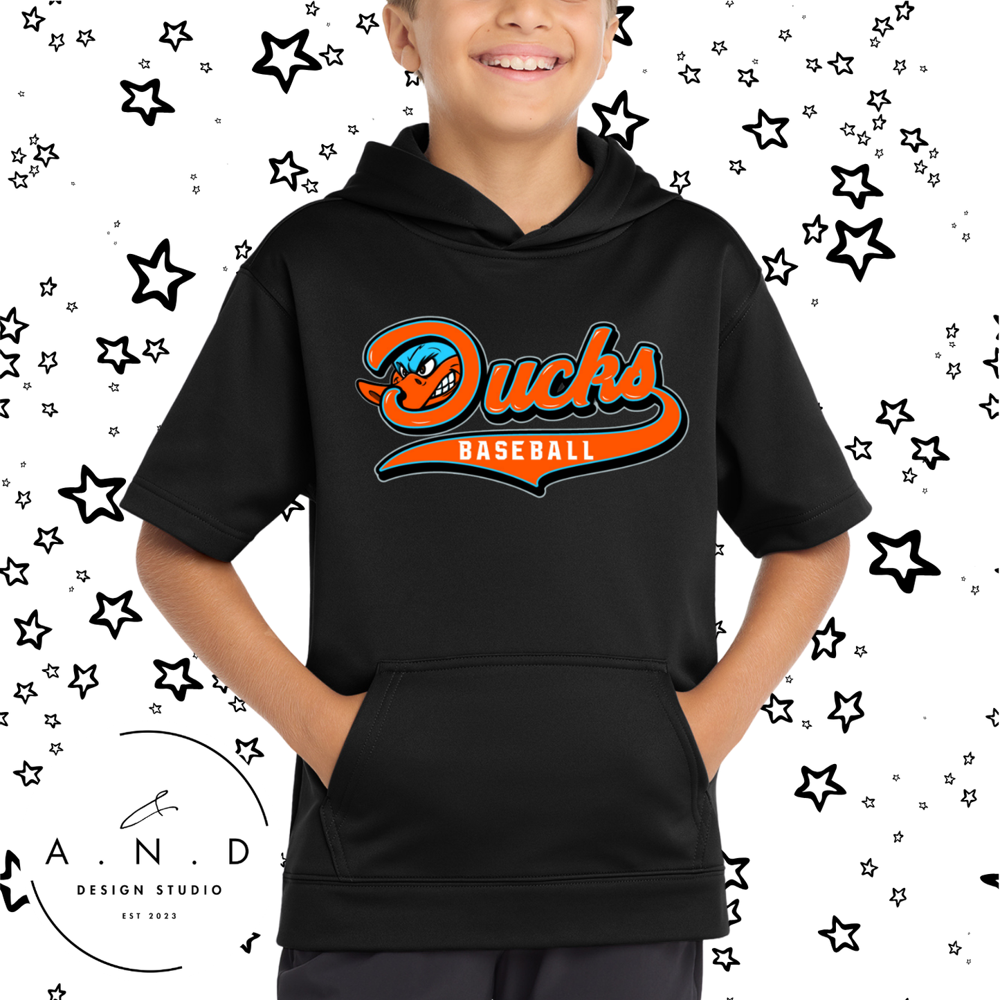 Ducks- Fleece Short Sleeve Hooded Pullover