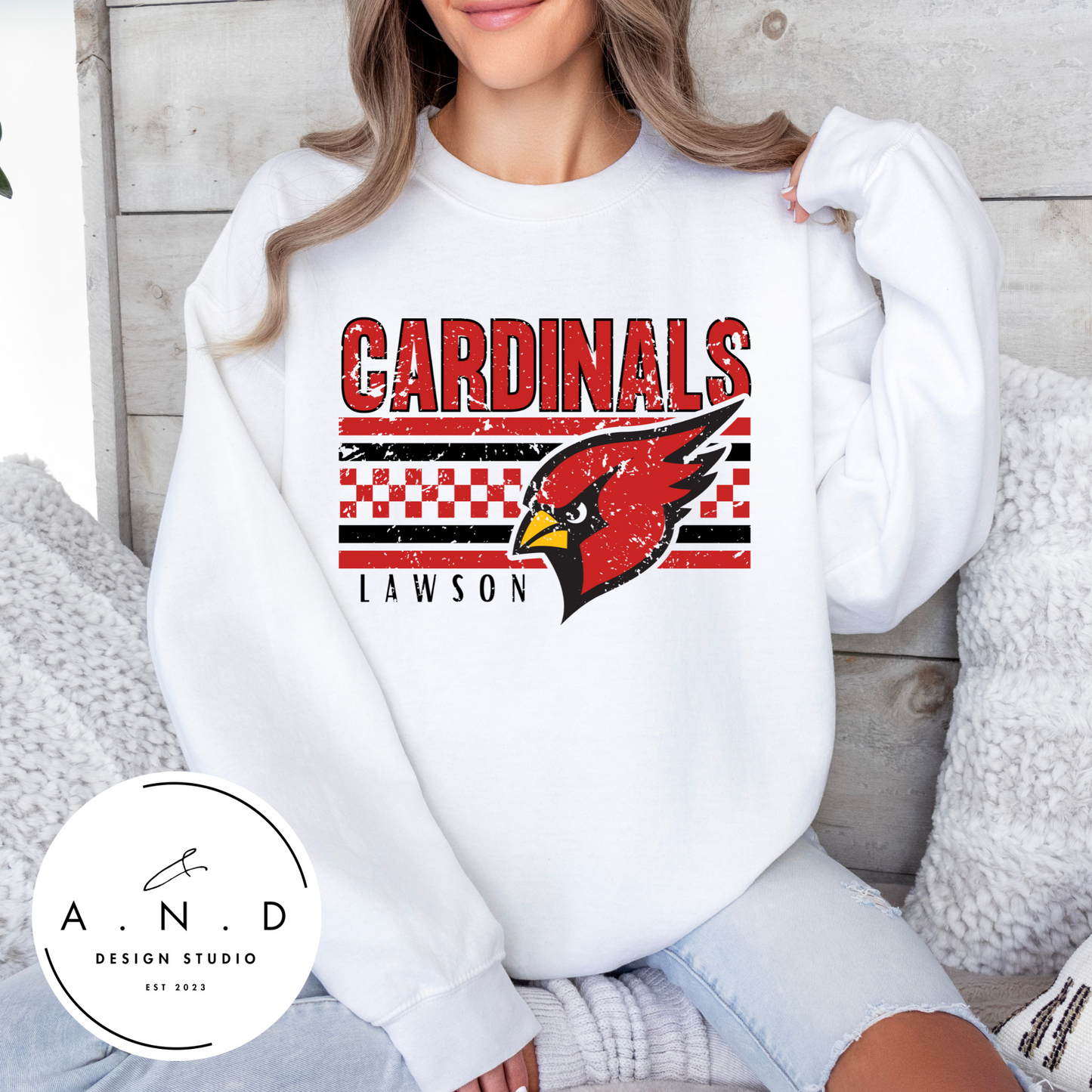 Cardinals Checkered Distressed