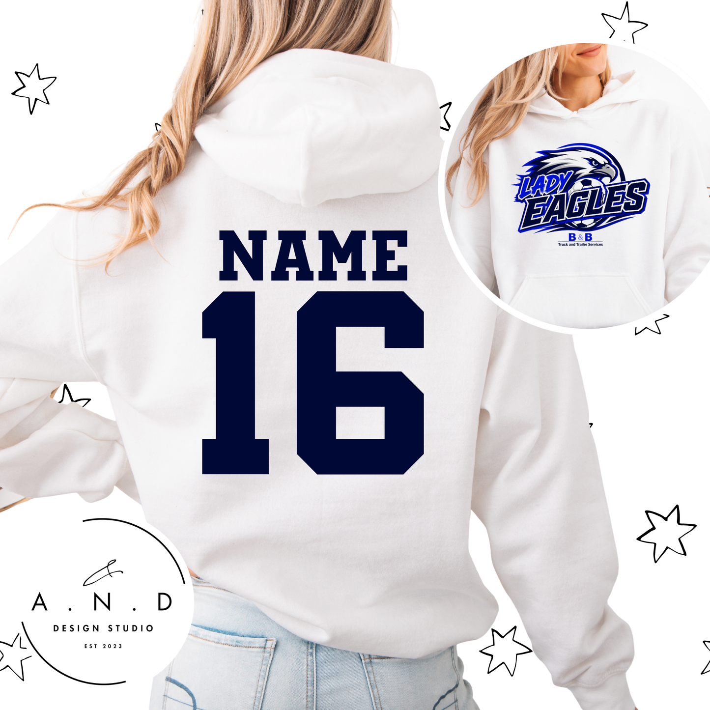 Lady Eagles Soccer Team Hoodie (name & number)