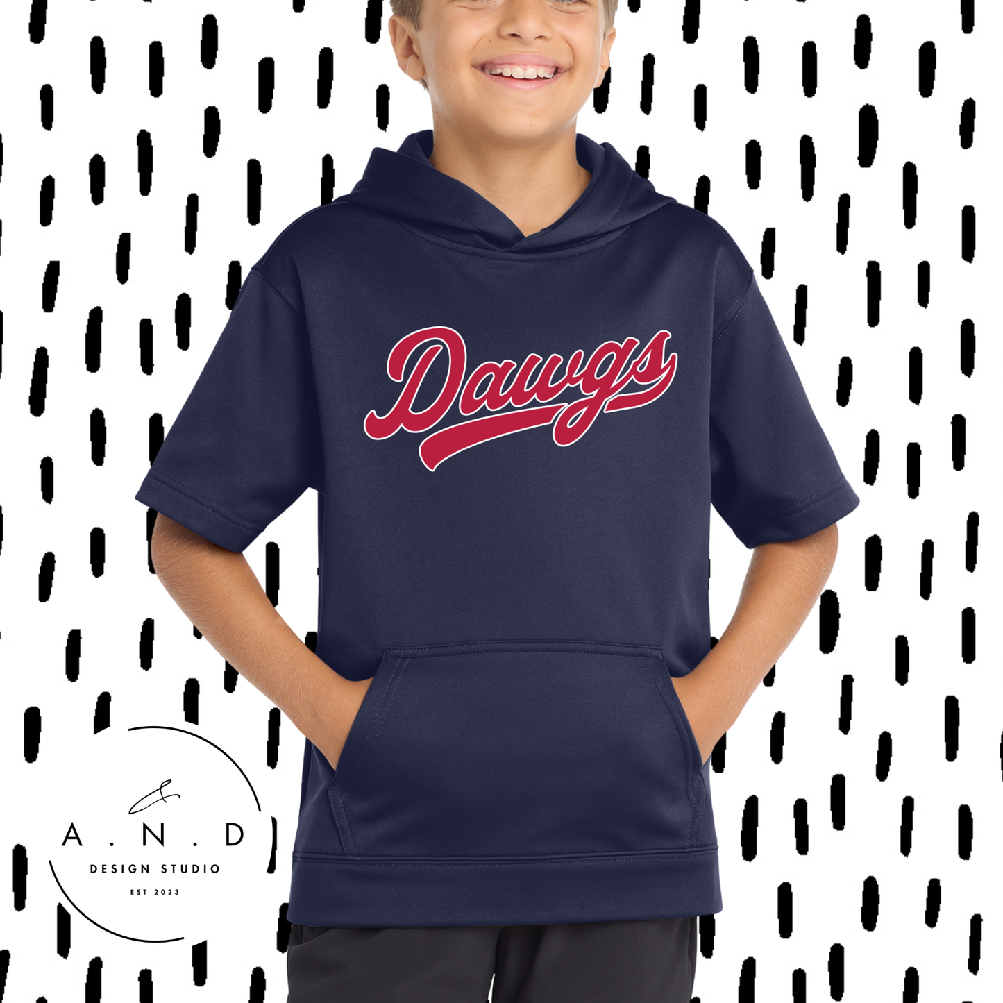 Dawgs- Fleece Short Sleeve Hooded Pullover
