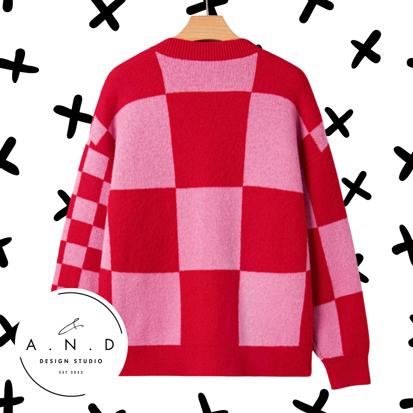 Red & Pink Mixed Plaid Sweater