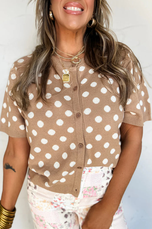 Khaki Polka Dot Cardigan