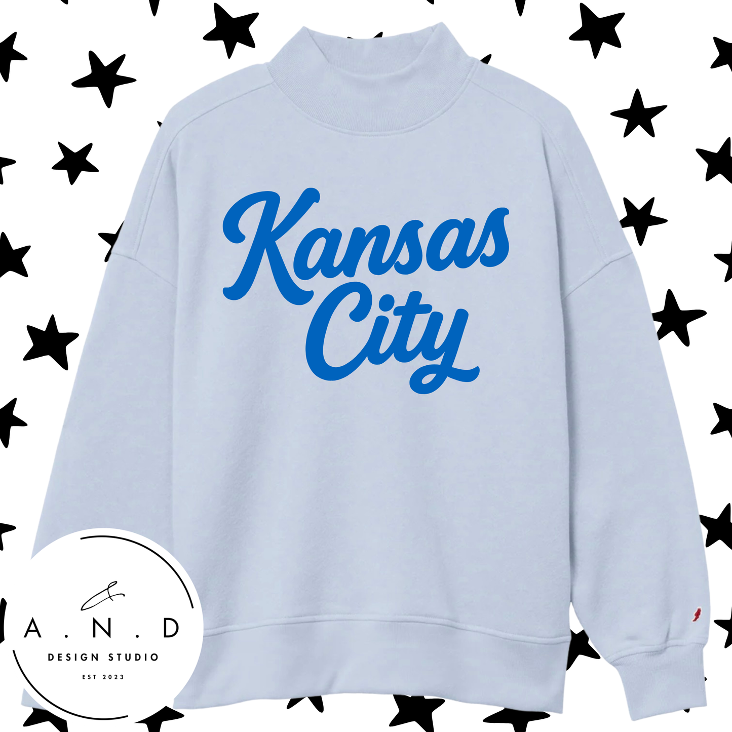 Blue Kansas City Mock Neck Sweatshirt
