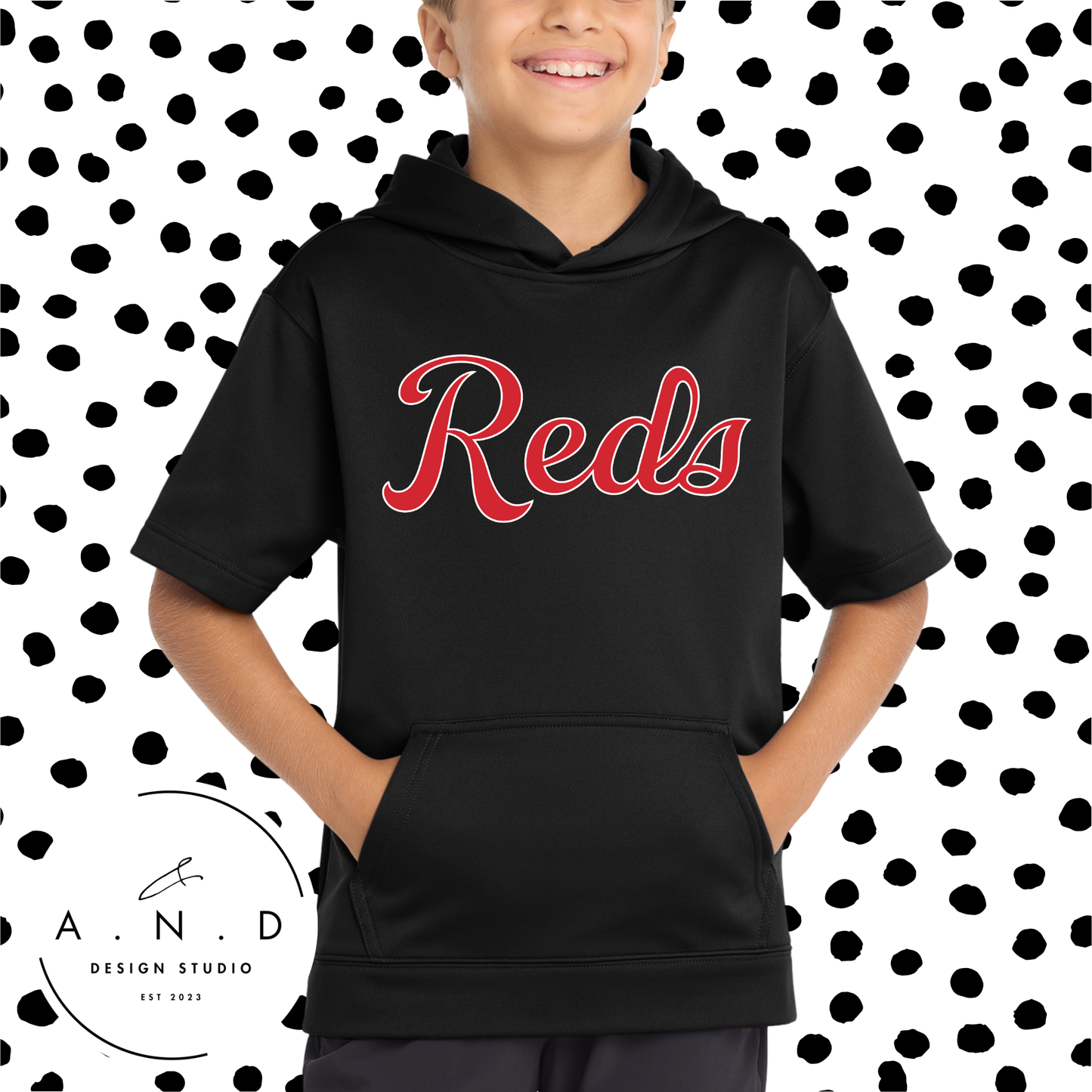 Reds- Fleece Short Sleeve Hooded Pullover