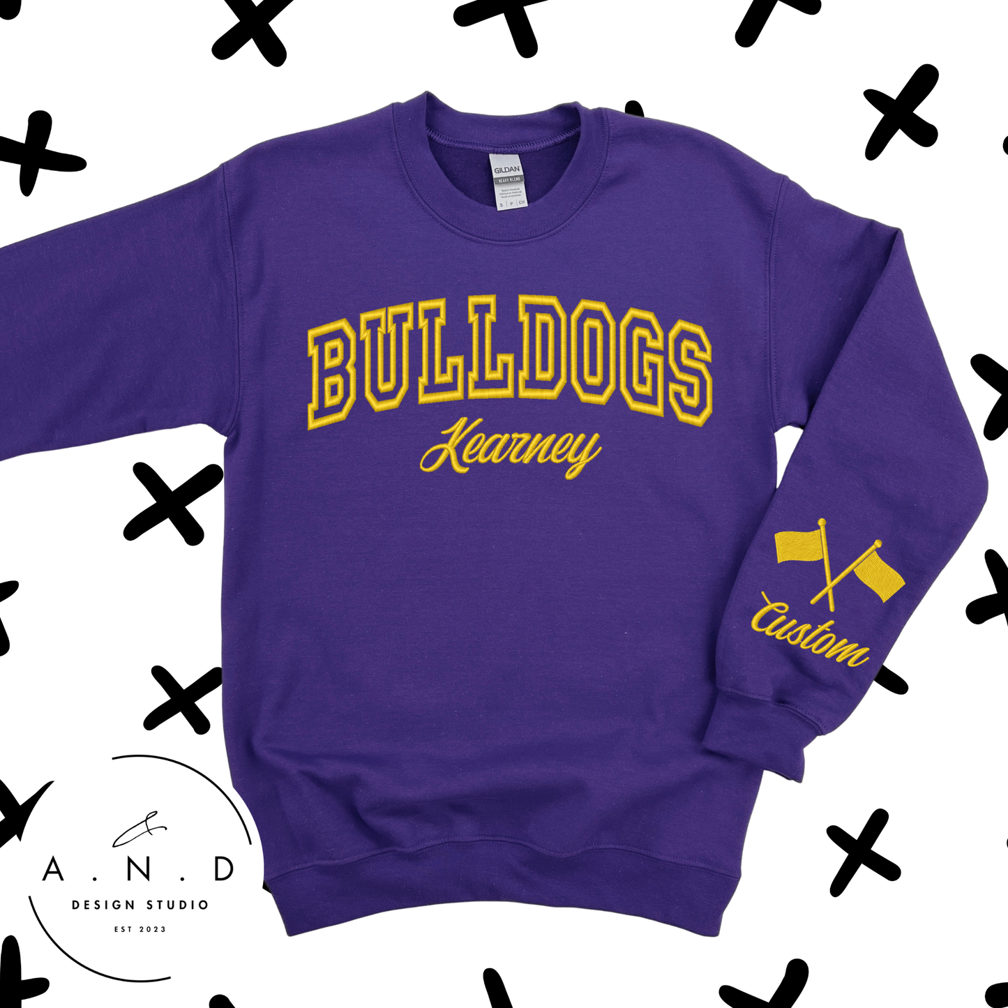 Kearney Bulldogs Custom Embroidery Crewneck