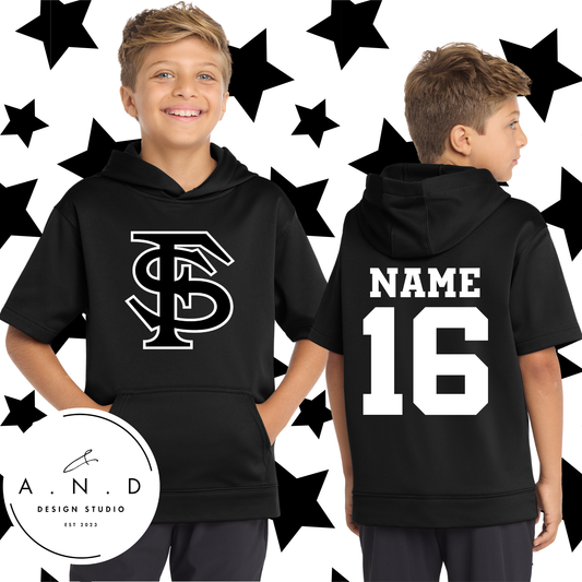 Fighting Squirrels- Fleece Short Sleeve Hooded Pullover (name & number)
