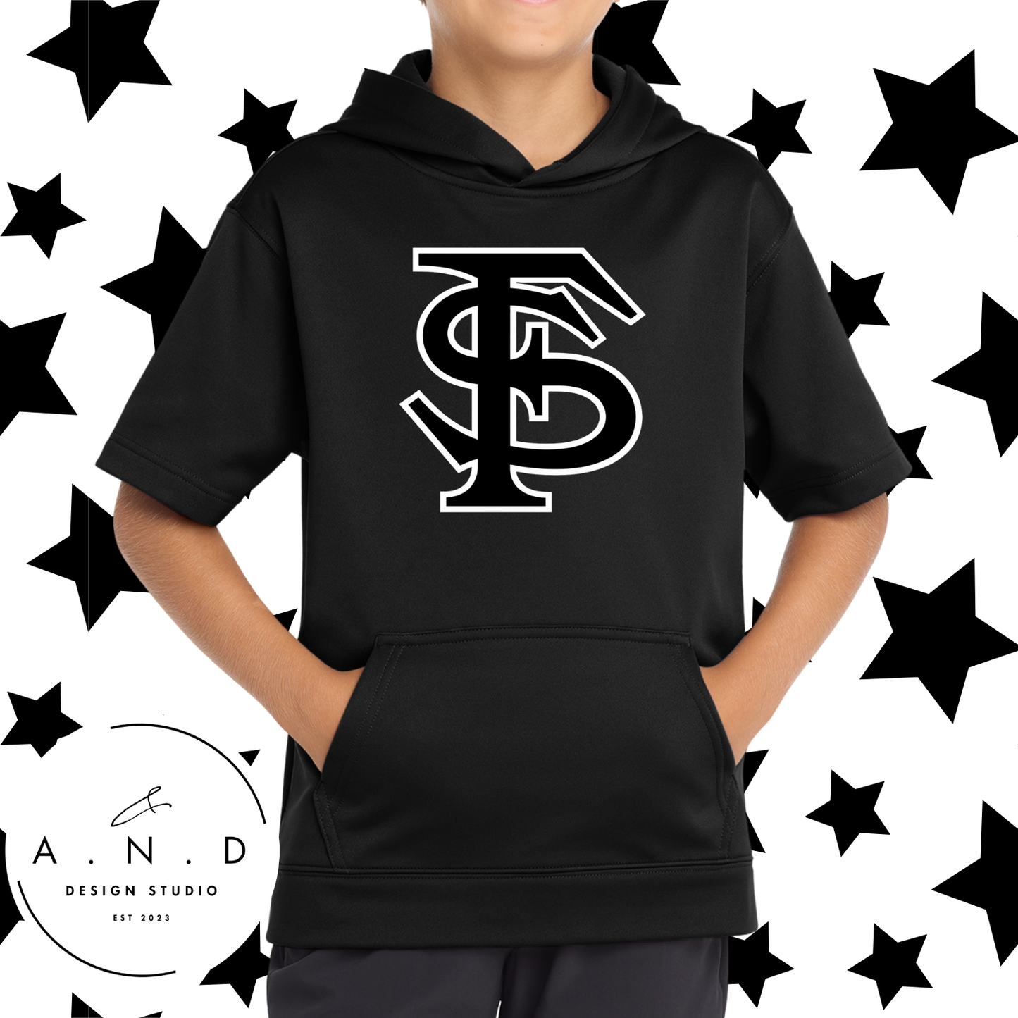 Fighting Squirrels- Fleece Short Sleeve Hooded Pullover