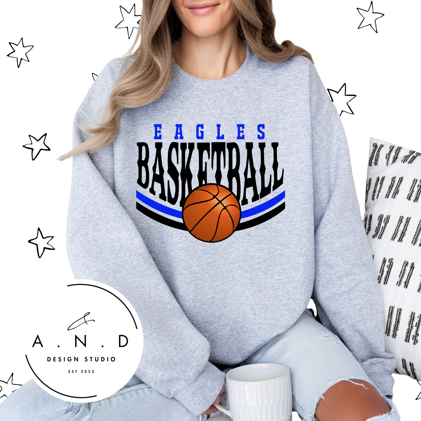 Eagles Basketball- blue/black ball