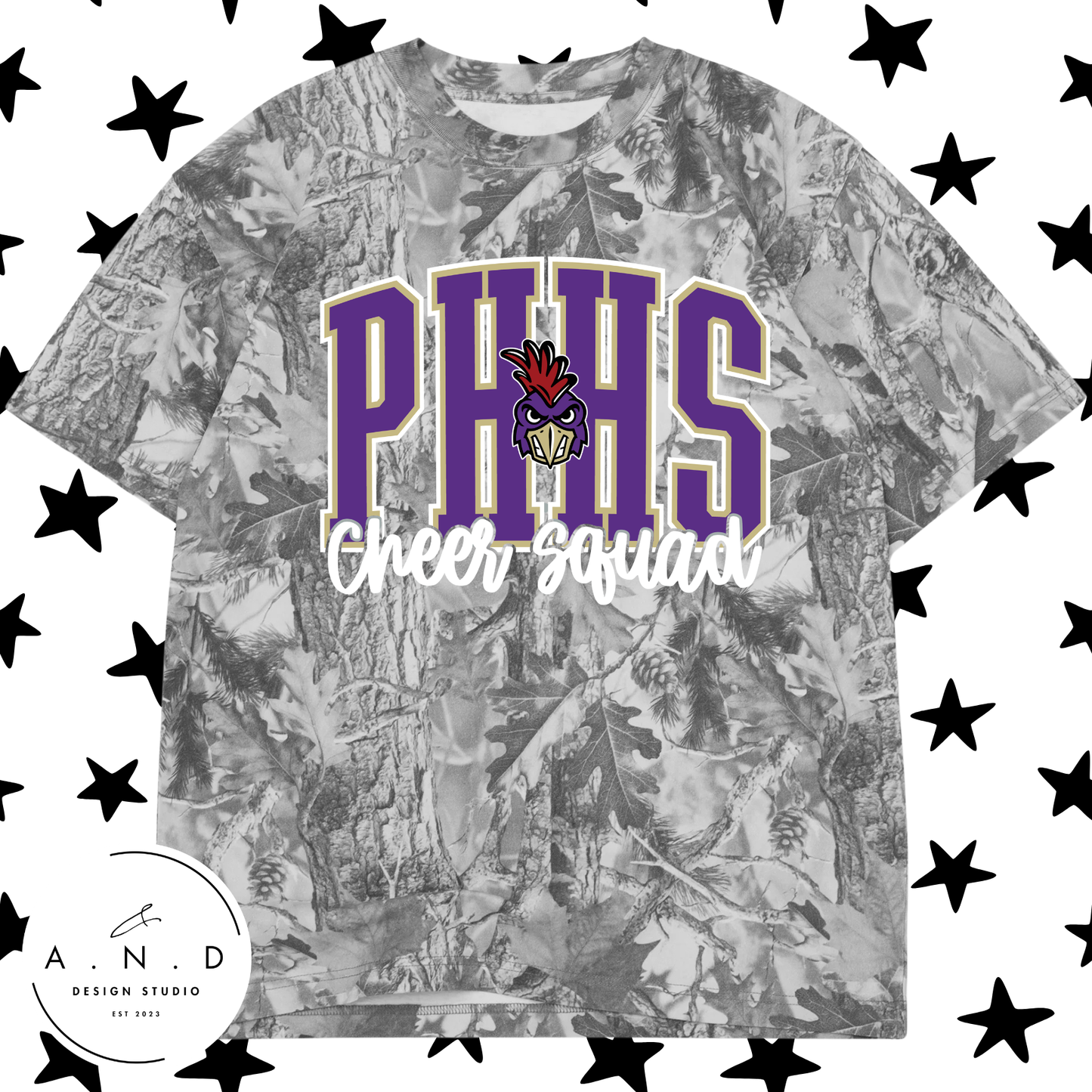 Roosters Cheer Vintage Grey Camo/Vintage Black Leopard