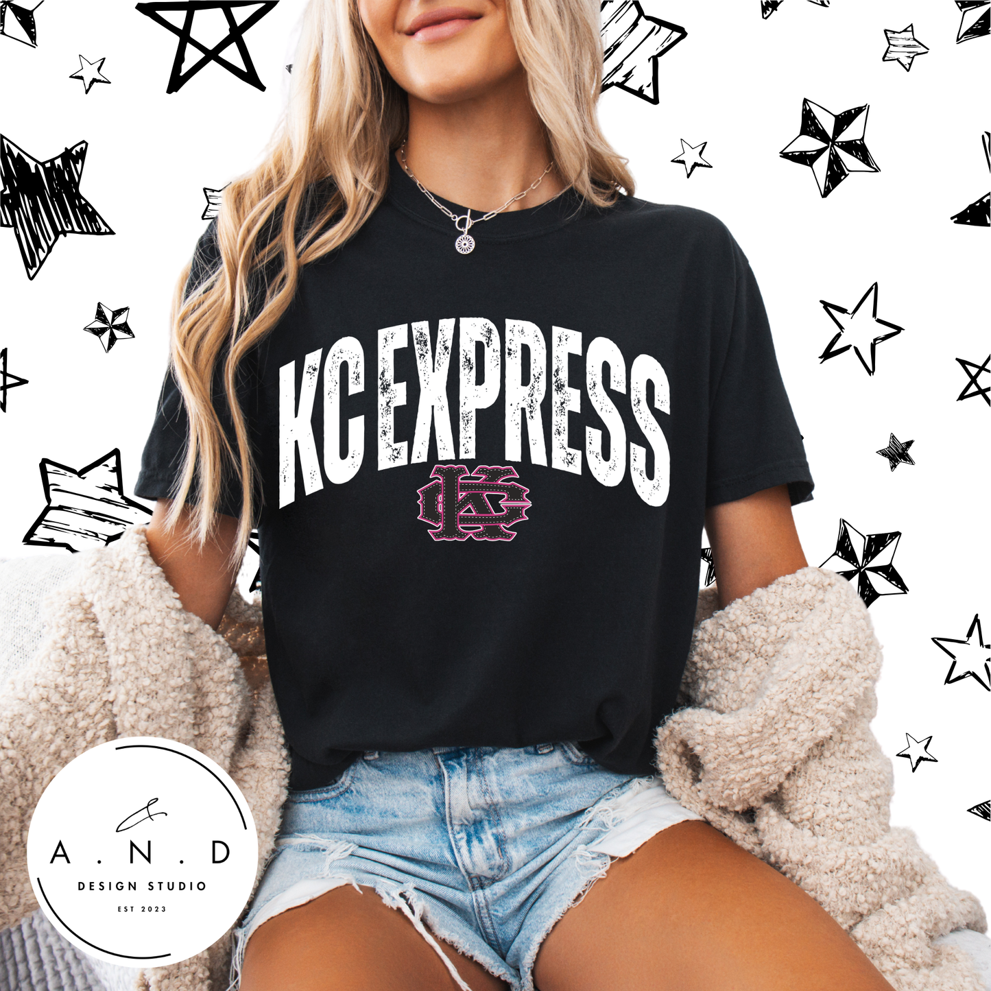 KC Express Distressed- pink/black
