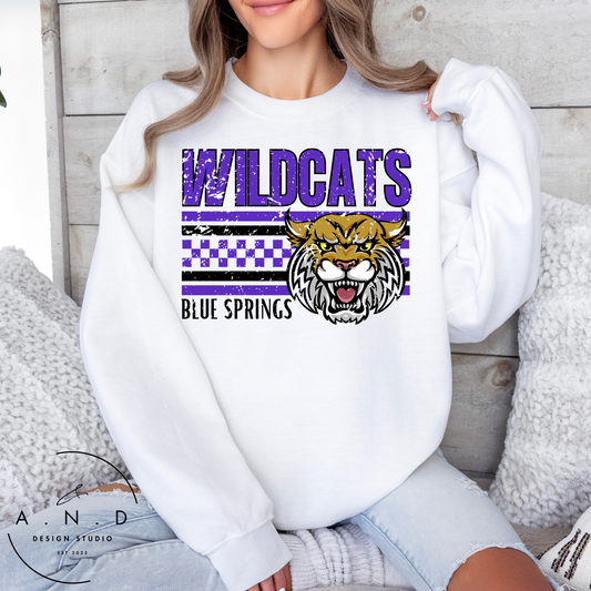Wildcats Checkered Distressed
