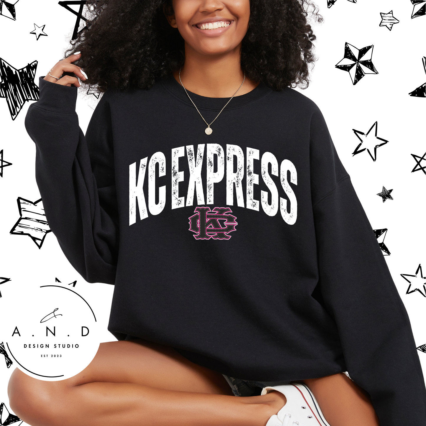 KC Express Distressed- pink/black