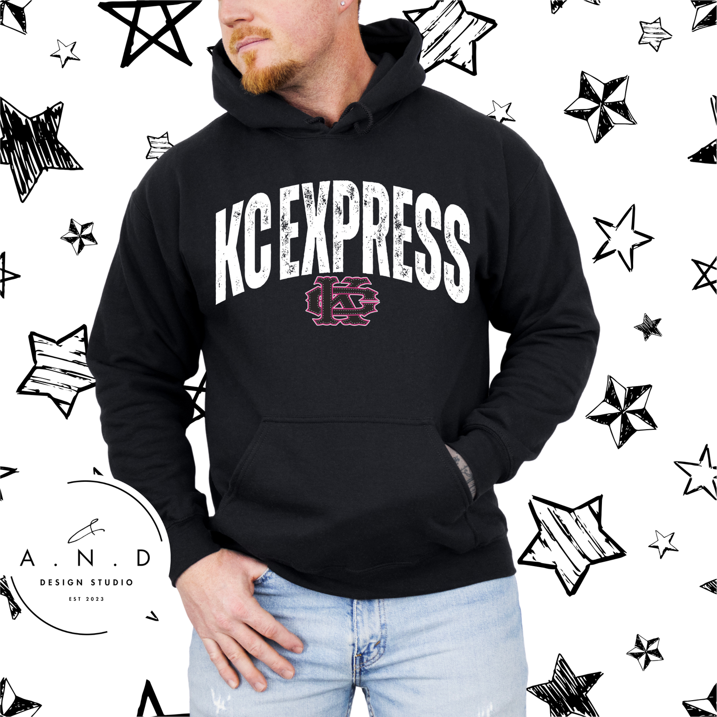 KC Express Distressed- pink/black