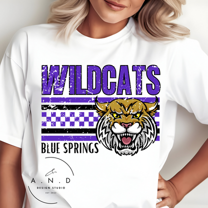 Wildcats Checkered Distressed