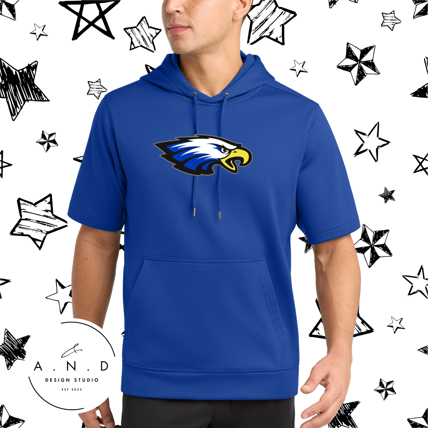 GV Eagles Fleece Short Sleeve Hooded Pullover