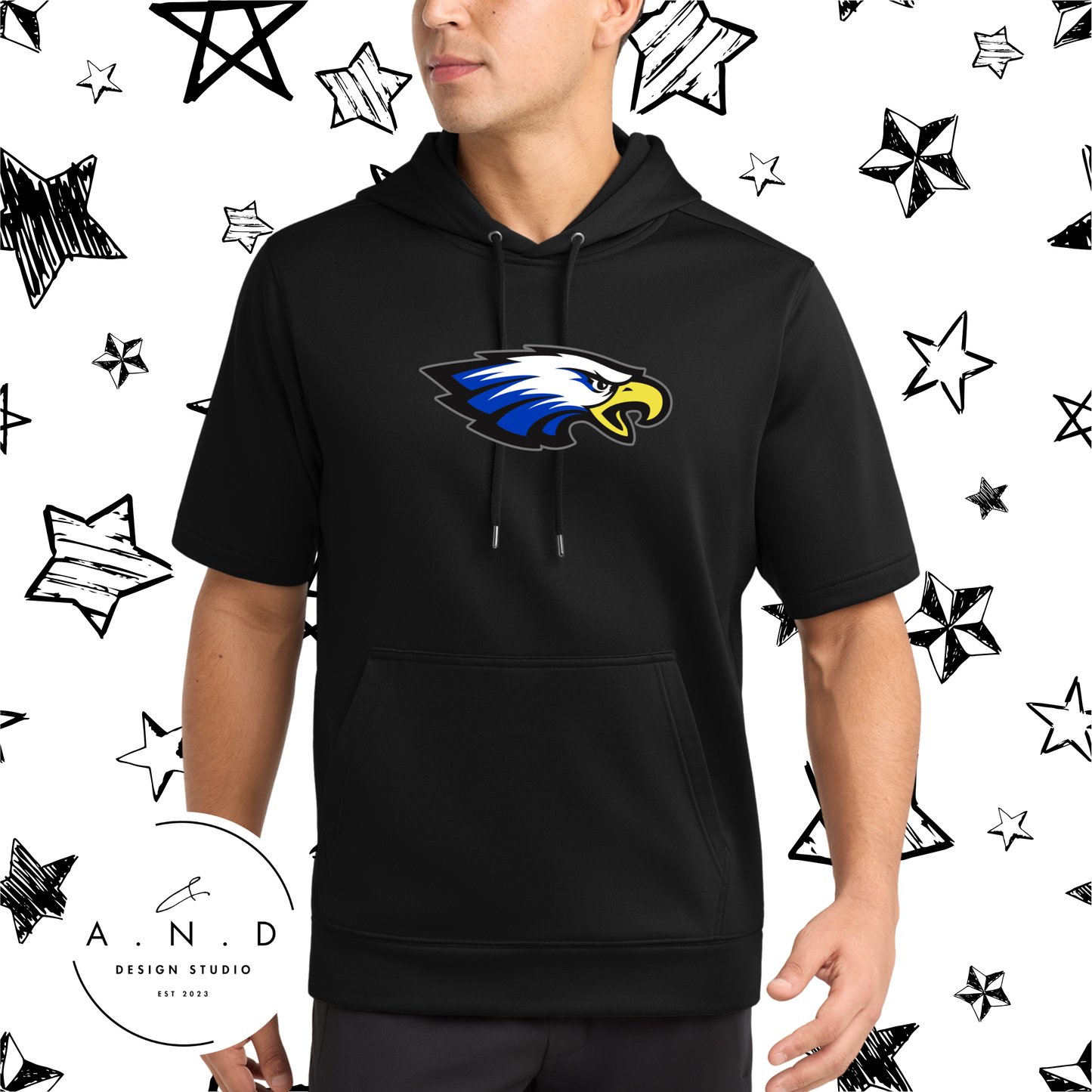 GV Eagles Fleece Short Sleeve Hooded Pullover