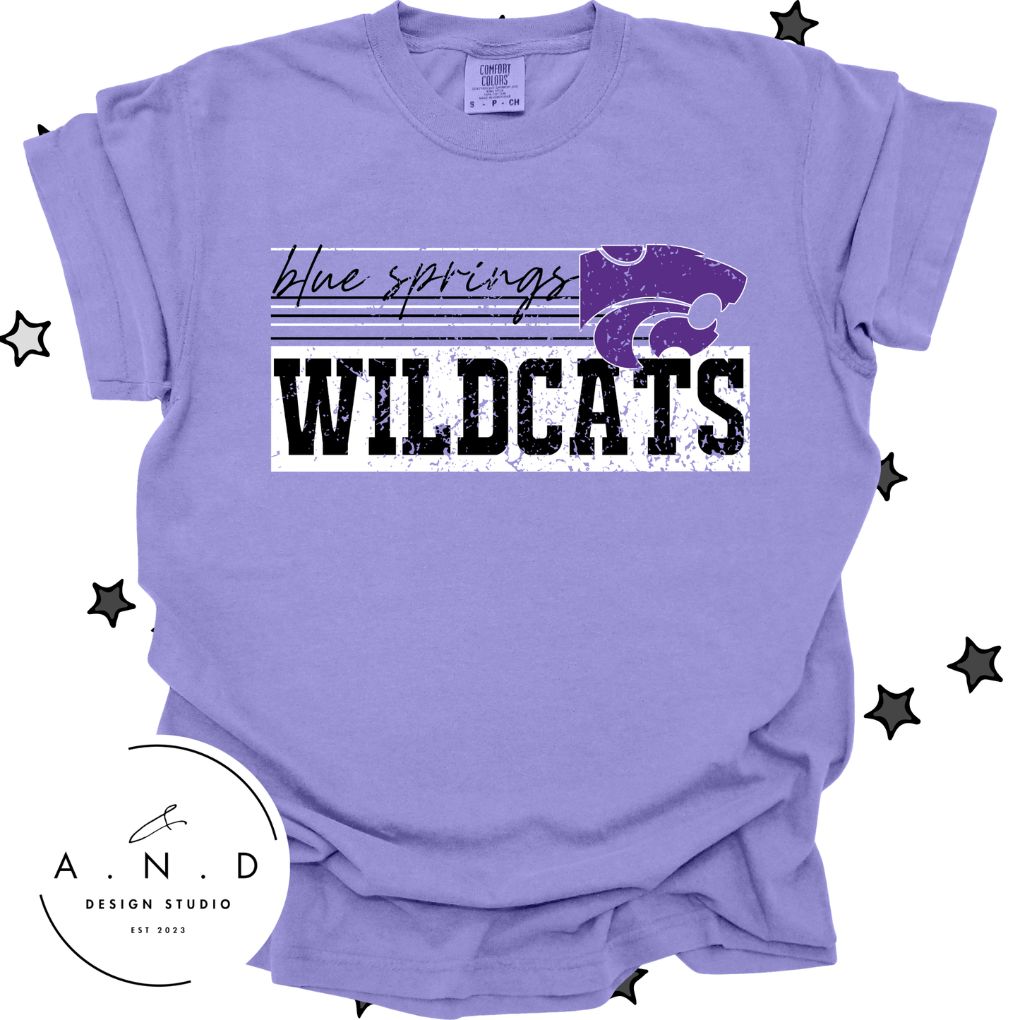 Blue Springs Wildcats Block Distressed