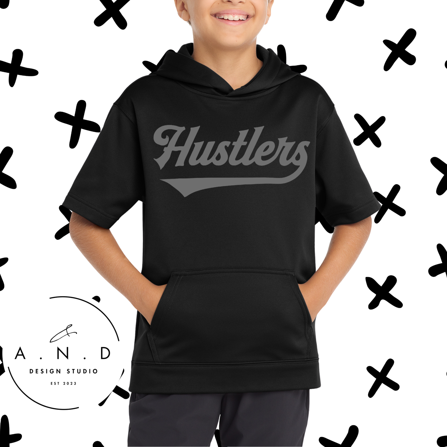 Hustlers- Fleece Short Sleeve Hooded Pullover