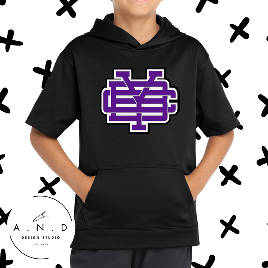 YBC- Fleece Short Sleeve Hooded Pullover
