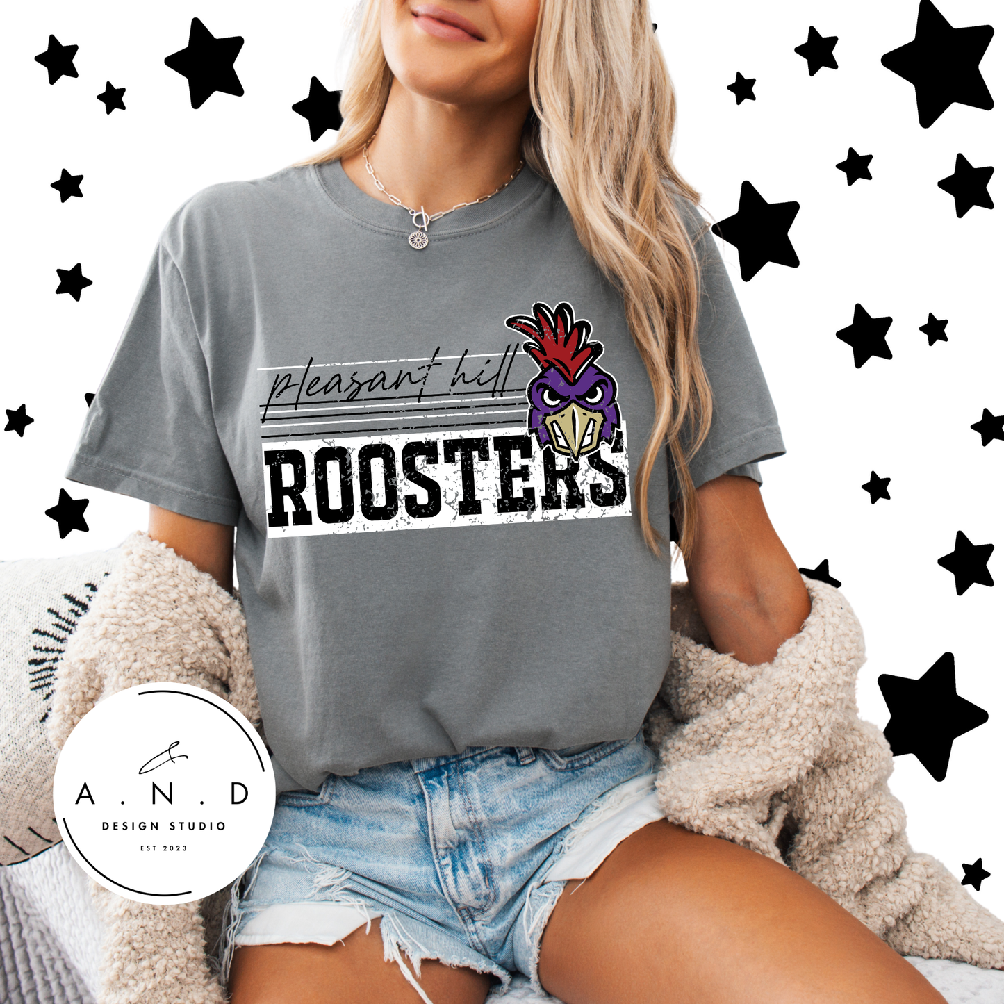 Pleasant Hill Roosters Block Distressed
