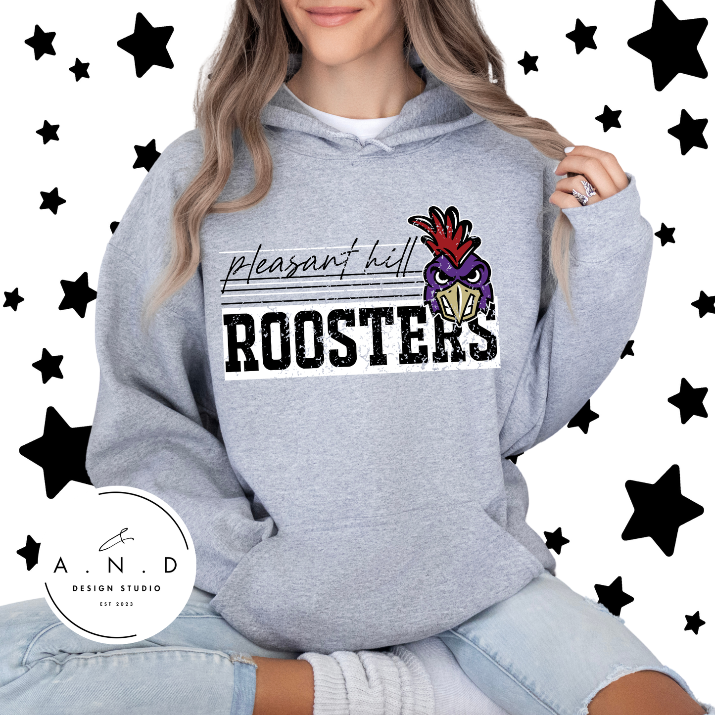 Pleasant Hill Roosters Block Distressed