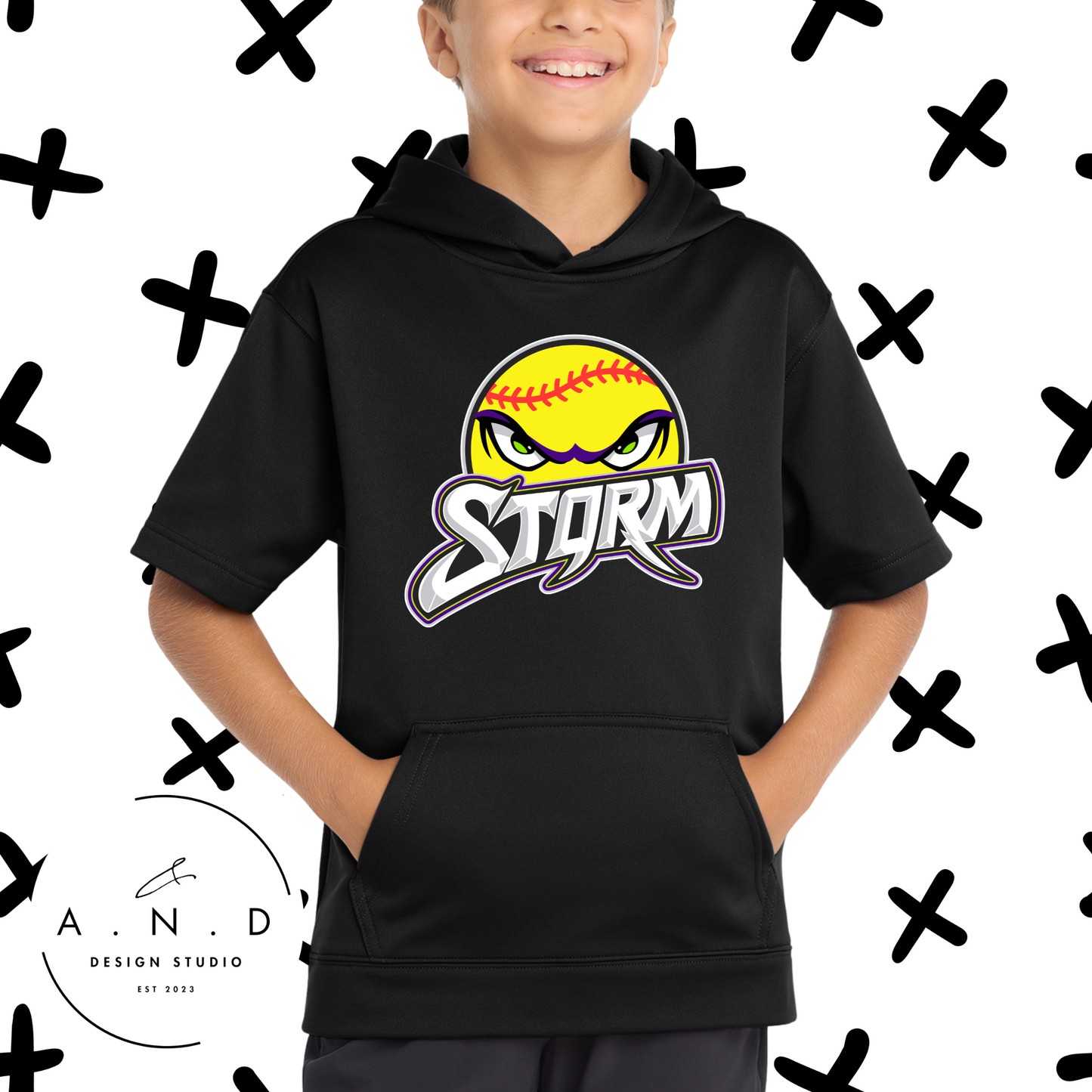 Storm Softball- Fleece Short Sleeve Hooded Pullover