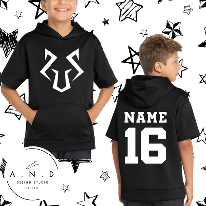 Spy- Fleece Short Sleeve Hooded Pullover (name & number)