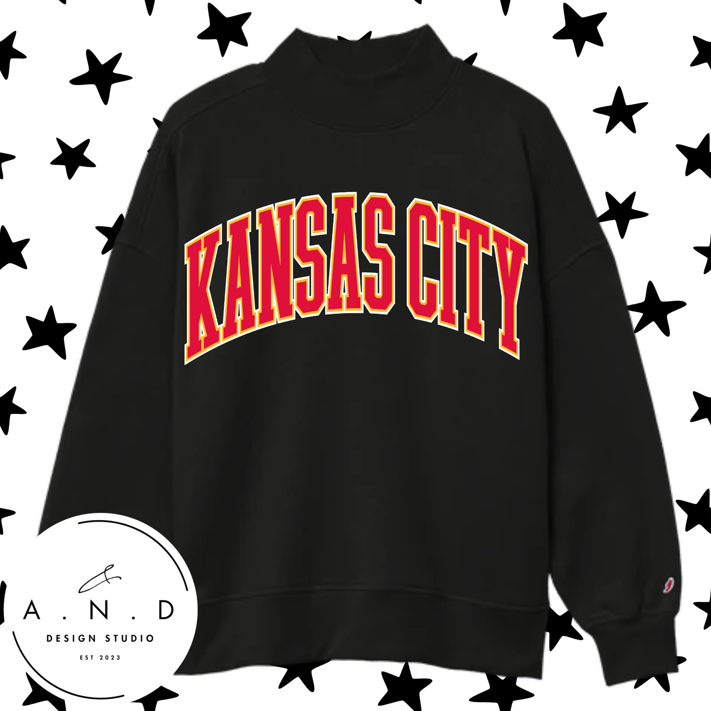 Kansas City Mock Neck Sweatshirt - Red & Yellow