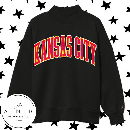 Kansas City Mock Neck Sweatshirt - Red & Yellow