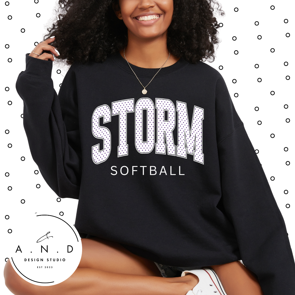 STORM Softball polka dots