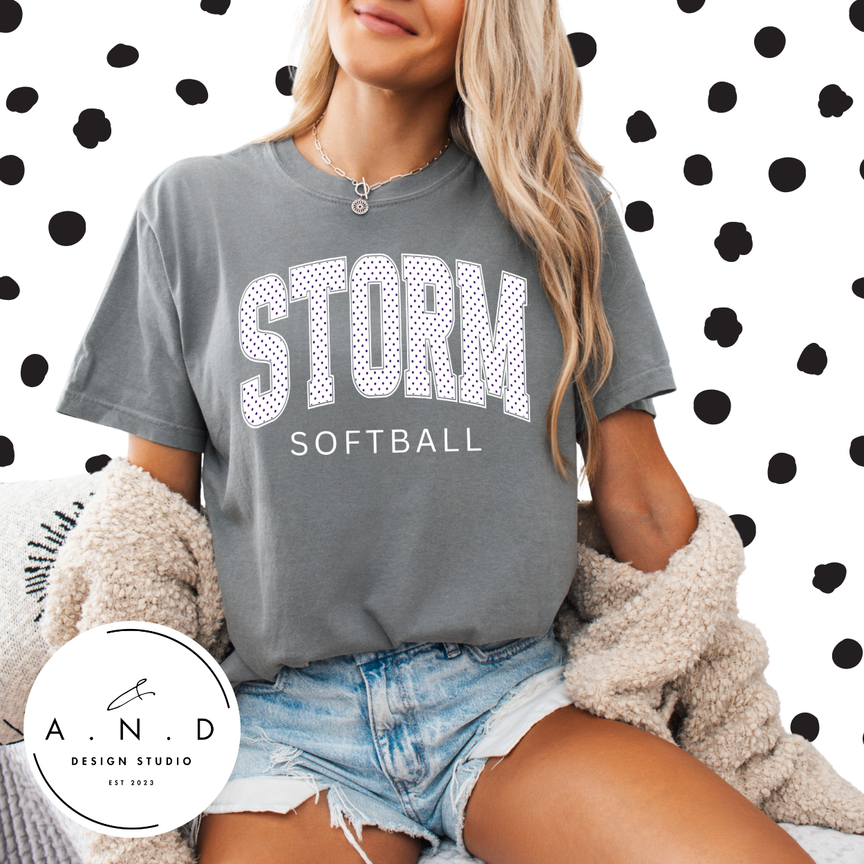 STORM Softball polka dots