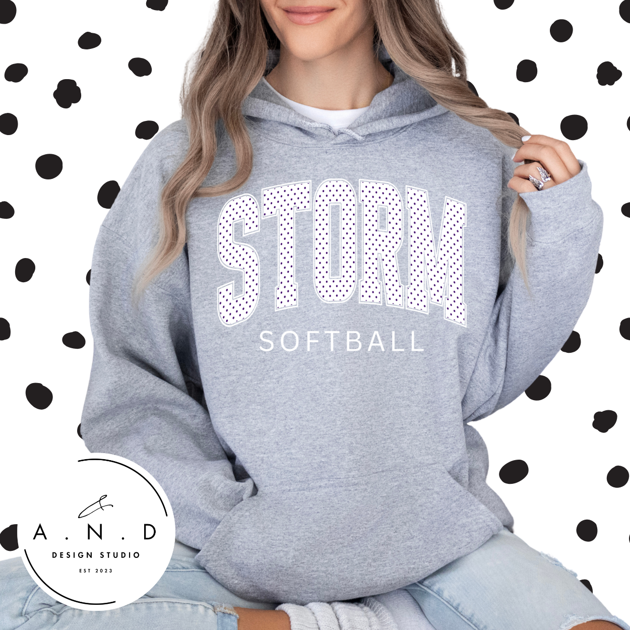 STORM Softball polka dots