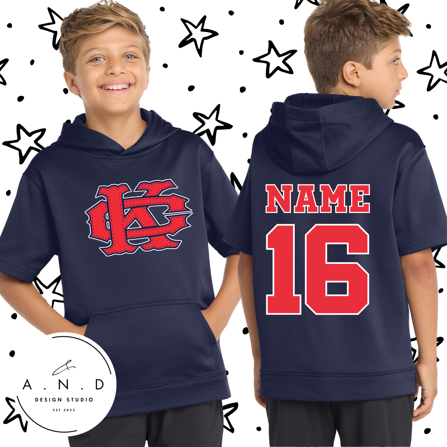 KC Express- Fleece Short Sleeve Hooded Pullover (name & number)