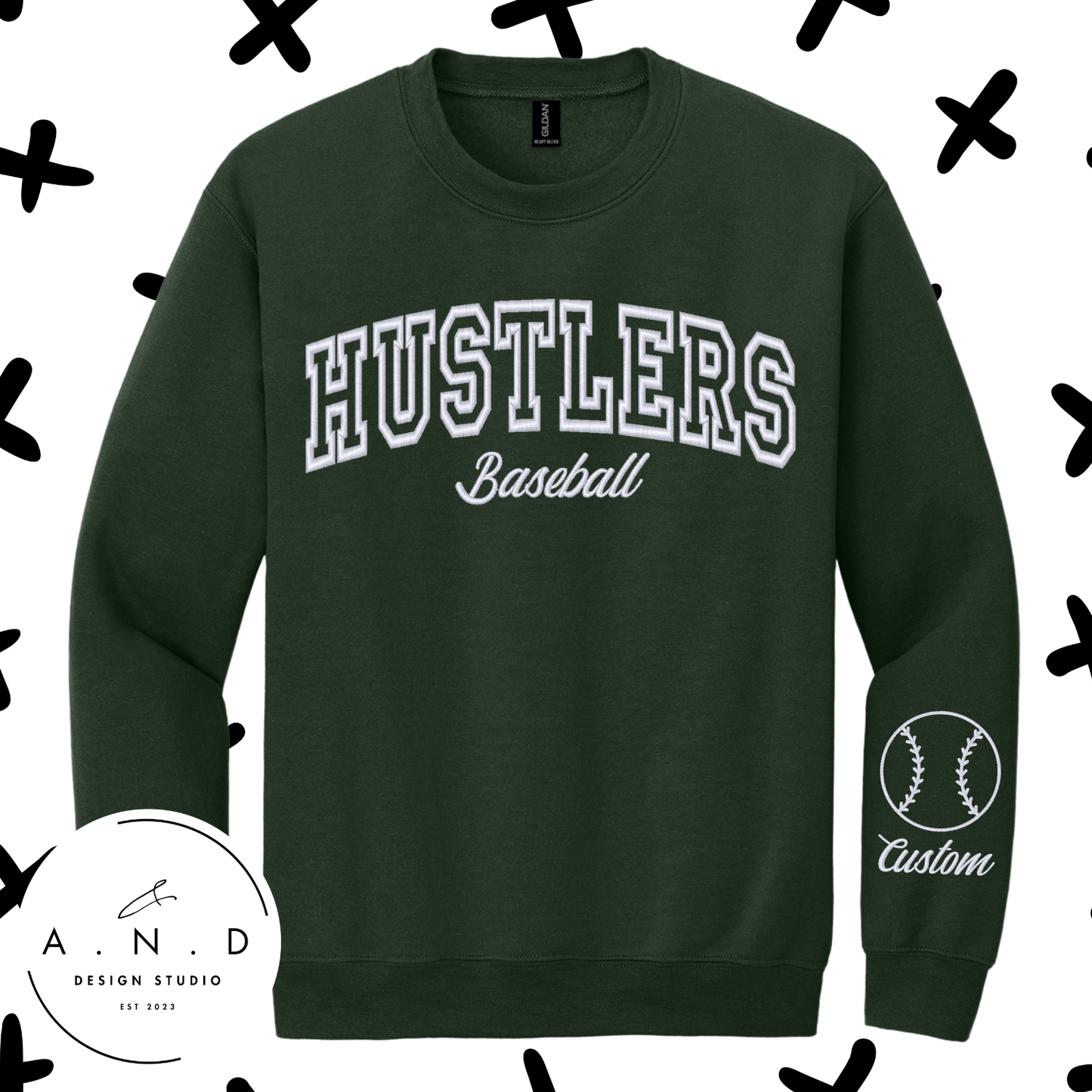 Hustlers Baseball Embroidery Sweatshirts- Custom