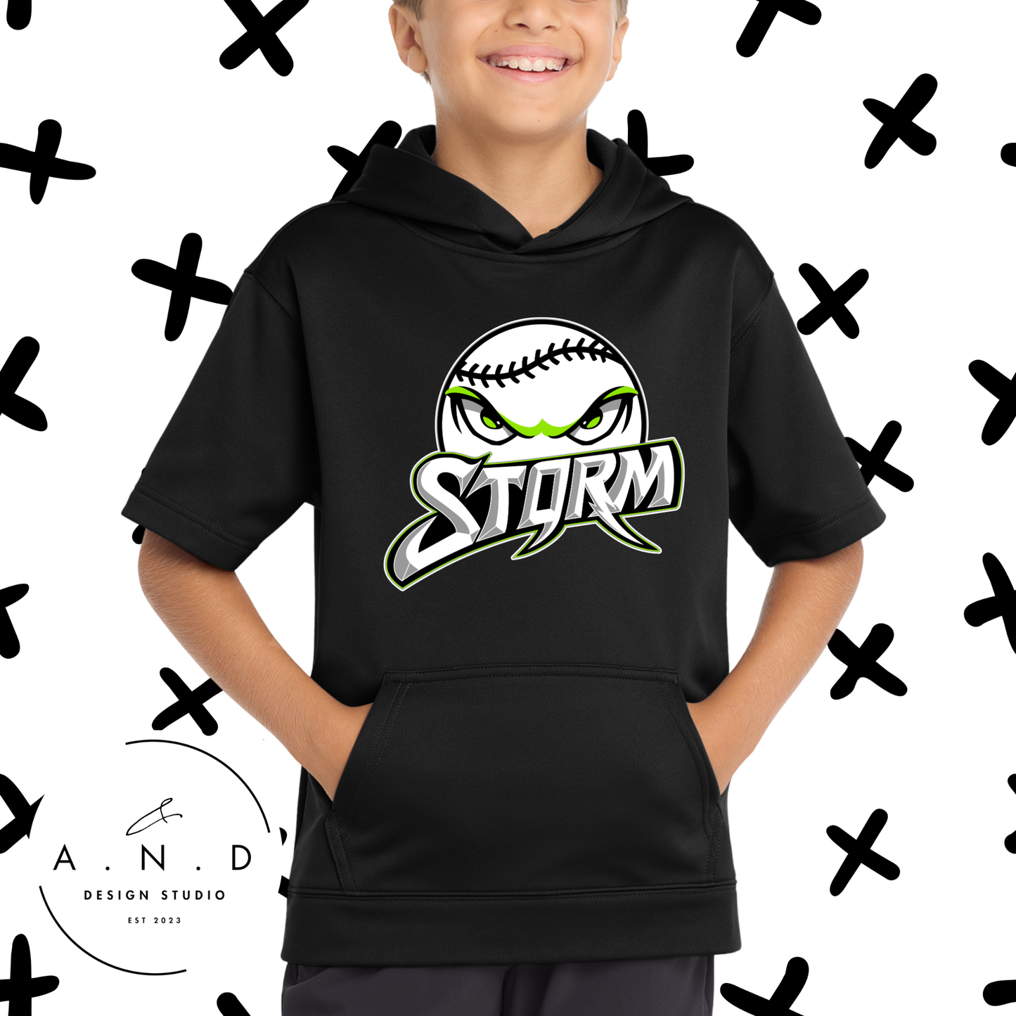 Storm Baseball- Fleece Short Sleeve Hooded Pullover