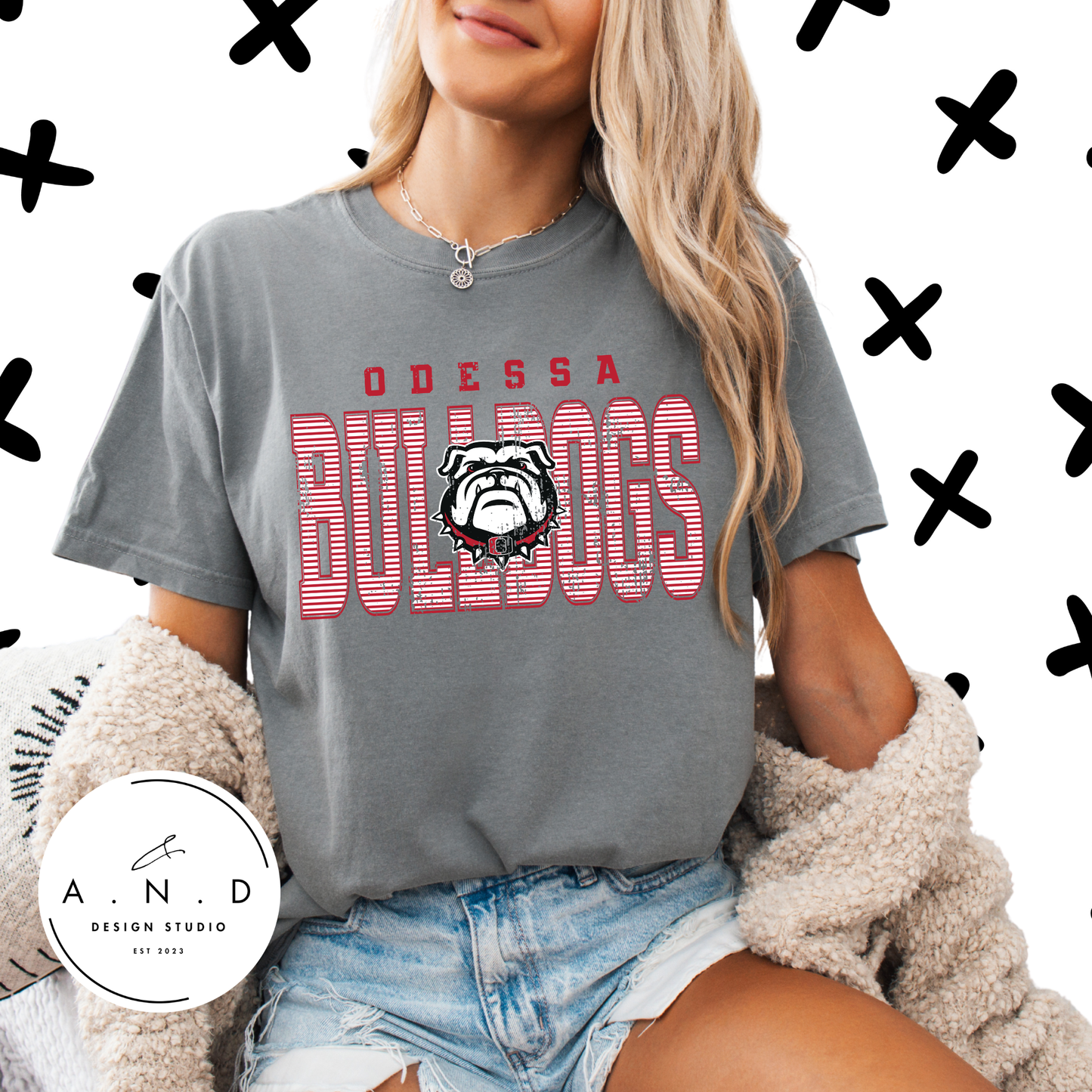 Odessa Bulldogs Stripe Distressed