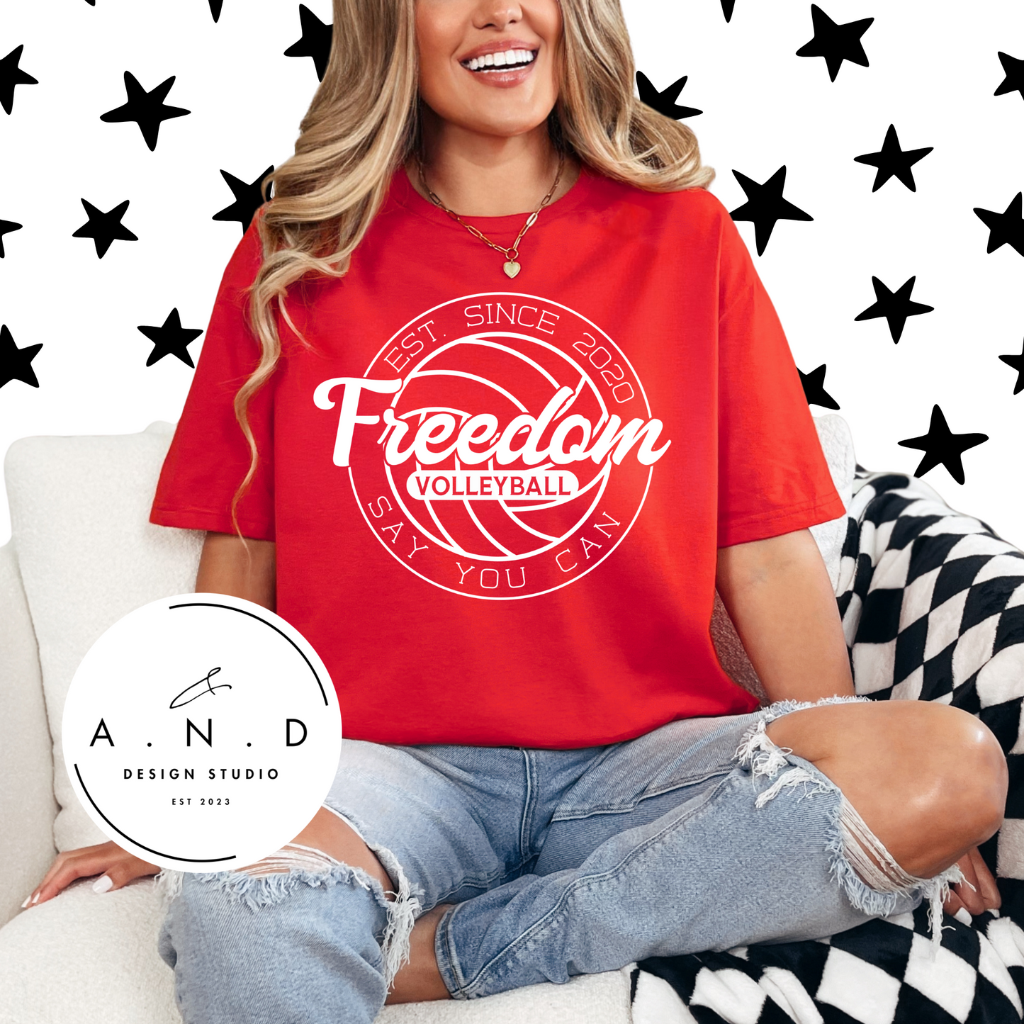 Freedom Volleyball Logo White