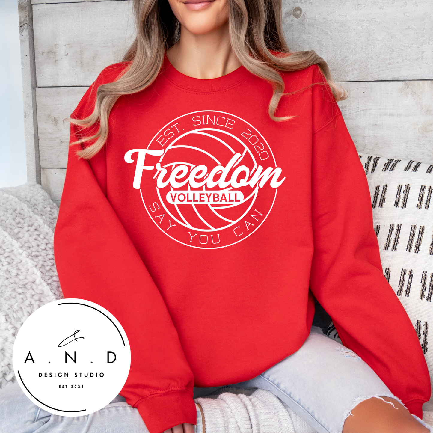 Freedom Volleyball Logo White