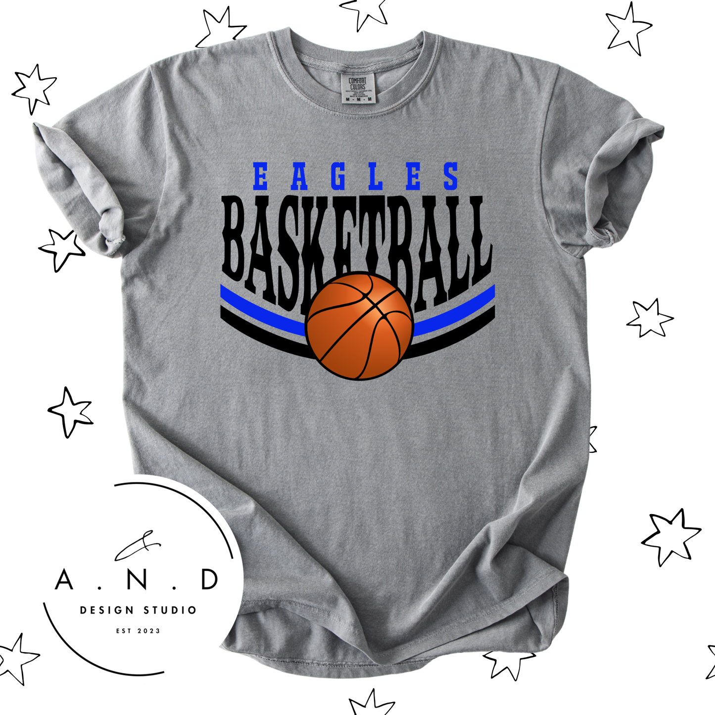 Eagles Basketball- blue/black ball