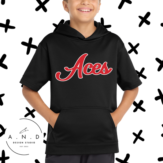 Aces- Fleece Short Sleeve Hooded Pullover