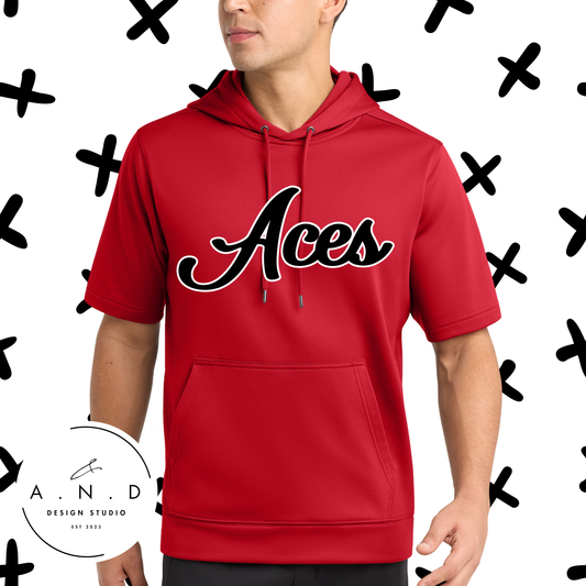 Aces- Fleece Short Sleeve Hooded Pullover
