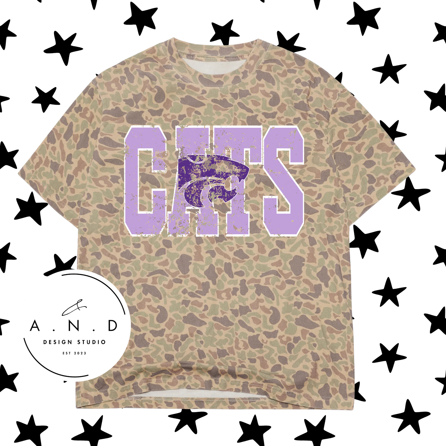 CATS Varsity Distressed Camo/Leopard