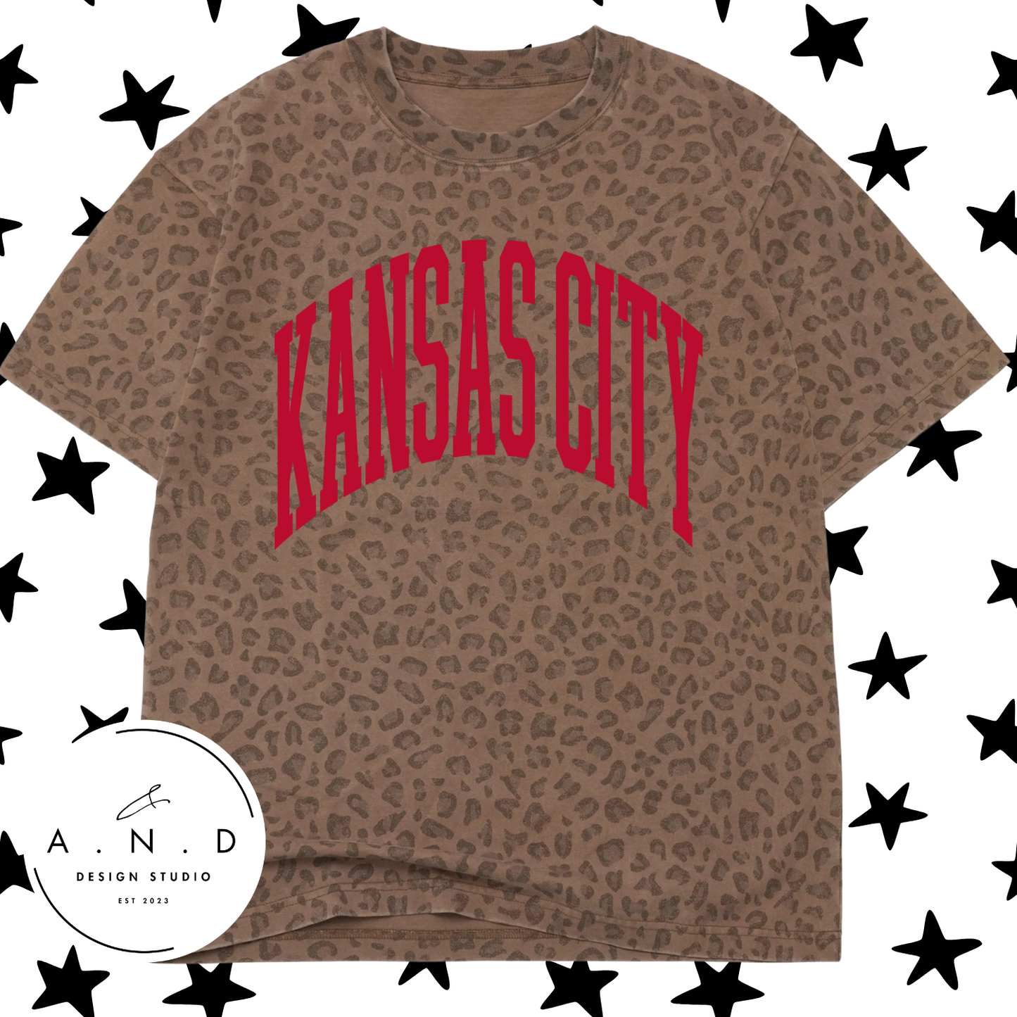 KANSAS CITY Red Vintage Leopard